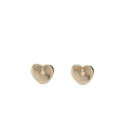 Chanel 22k CC Logo Heart Shape Earrings Lambskin Black L