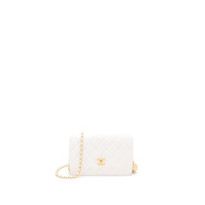 Chanel Pearl Crush Wallet on Chain Lambskin White Brushed  (Microchip)
