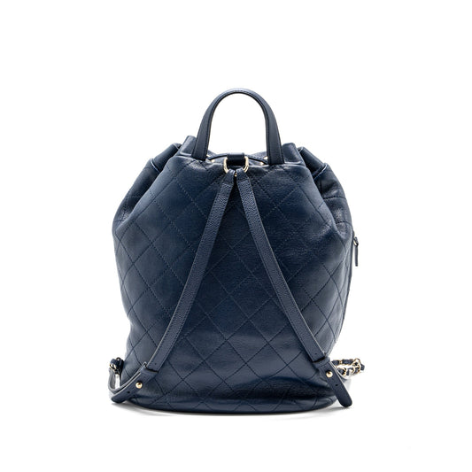 Chanel Drawstring Backpack Lambskin / Grained Calfskin Dark Blue L