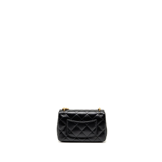 Chanel 25C Coco Love Adjustable Chain Shiny Lambskin Black  (Microchip)