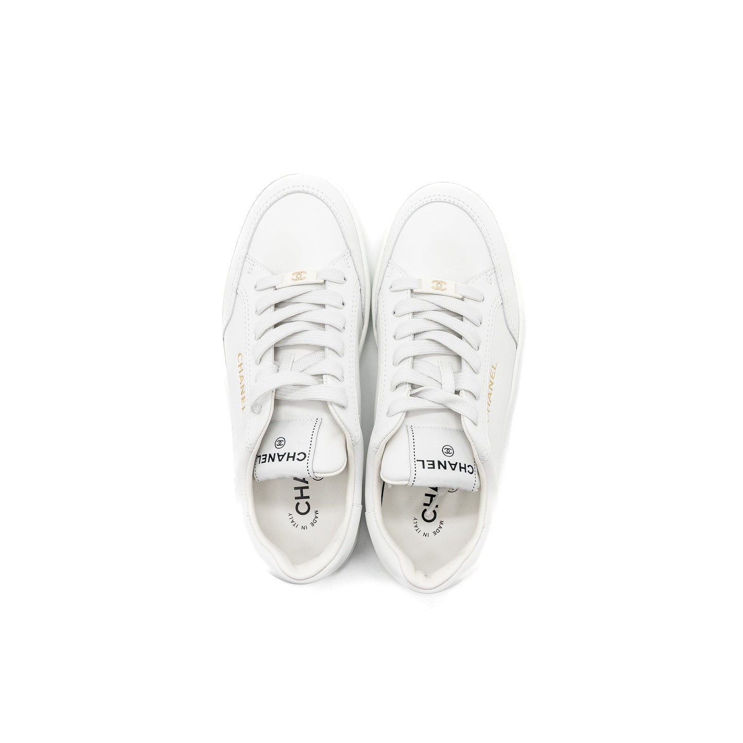 Chanel size 38.5 sneakers black / white