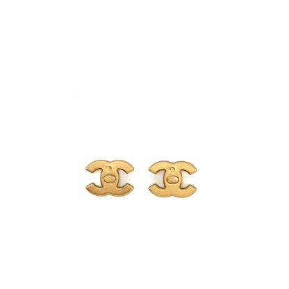 Chanel CC Logo Earrings Crystal Gold Tone