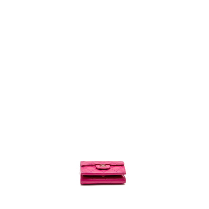 Chanel Matelasse Bi-fold Wallet Caviar Dark Pink L (Microchip)
