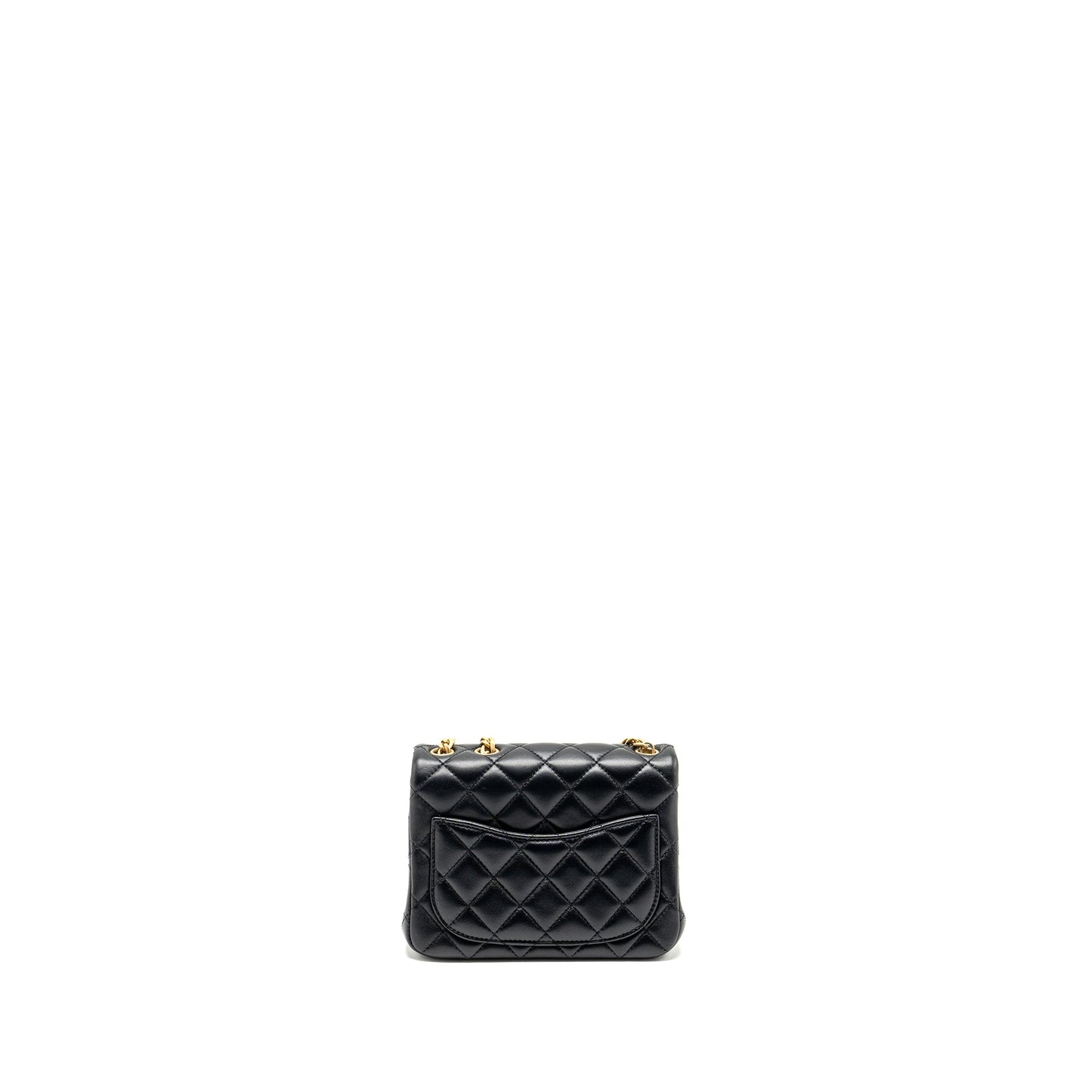 Chanel Camellia Adjustable Chain Mini Square Flap bag Lambskin black  (microchip)