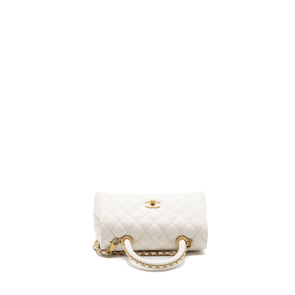 Chanel 23P detailed top handle Small coco handle caviar white  (microchip )