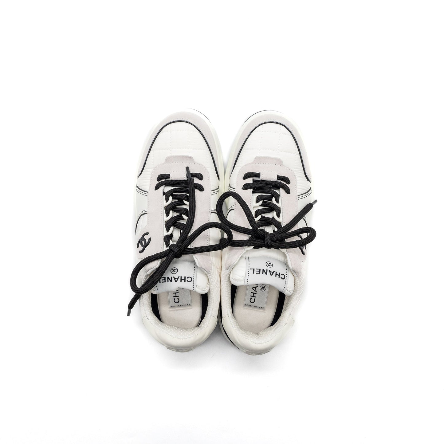 Chanel size 38.5 sneakers multicolor black / white/ light grey