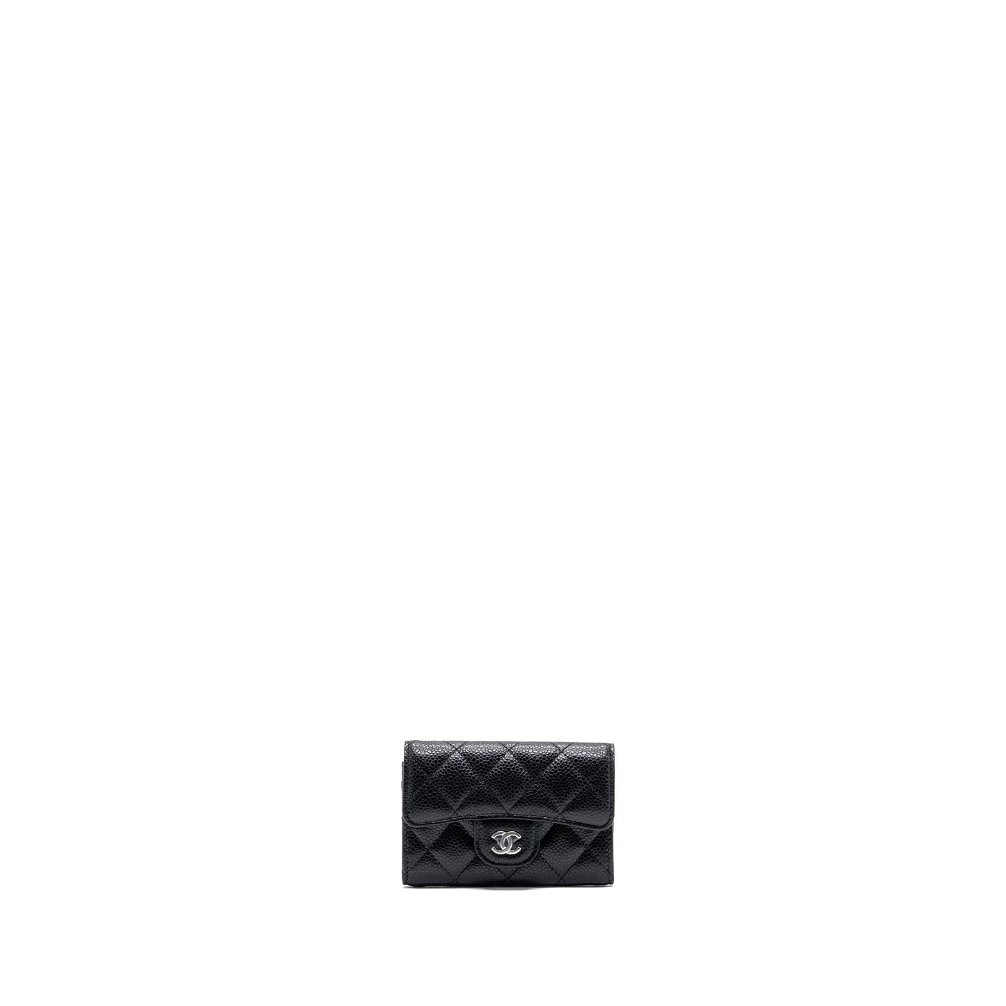 Chanel classic flap card holder caviar black  (microchip)