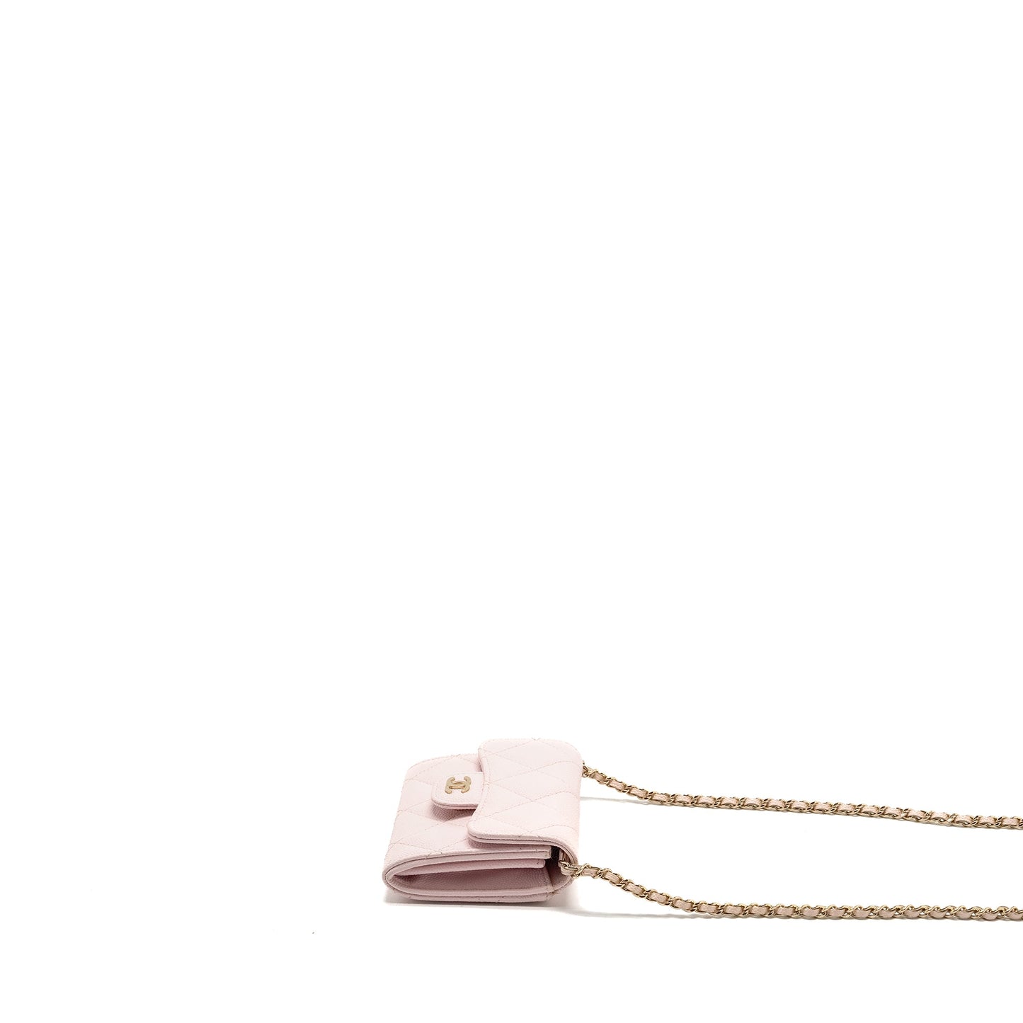 Chanel Mini Card Holder with Chain Caviar Pink