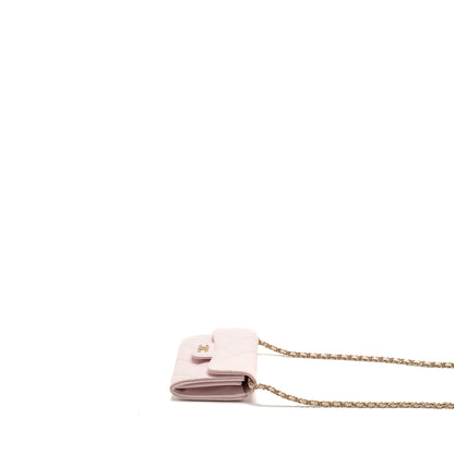 Chanel Mini Card Holder with Chain Caviar Pink