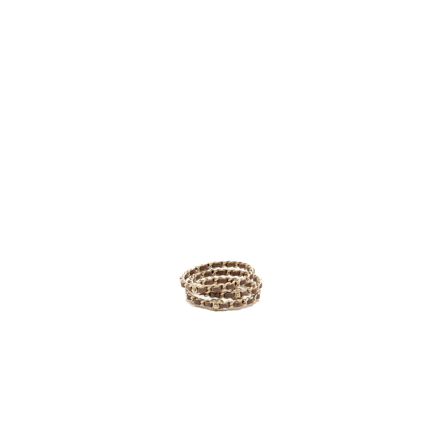 Chanel 3 Leather Chain/cc Logo Bracelet Dark Beige Brush