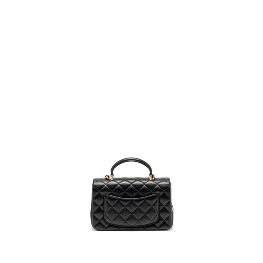 Chanel Top Handle Mini Rectangular Flap Bag Lambskin Black L (Microchip)