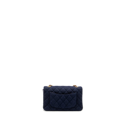 Chanel Mini Rectangular Flap bag fabric / lambskin navy