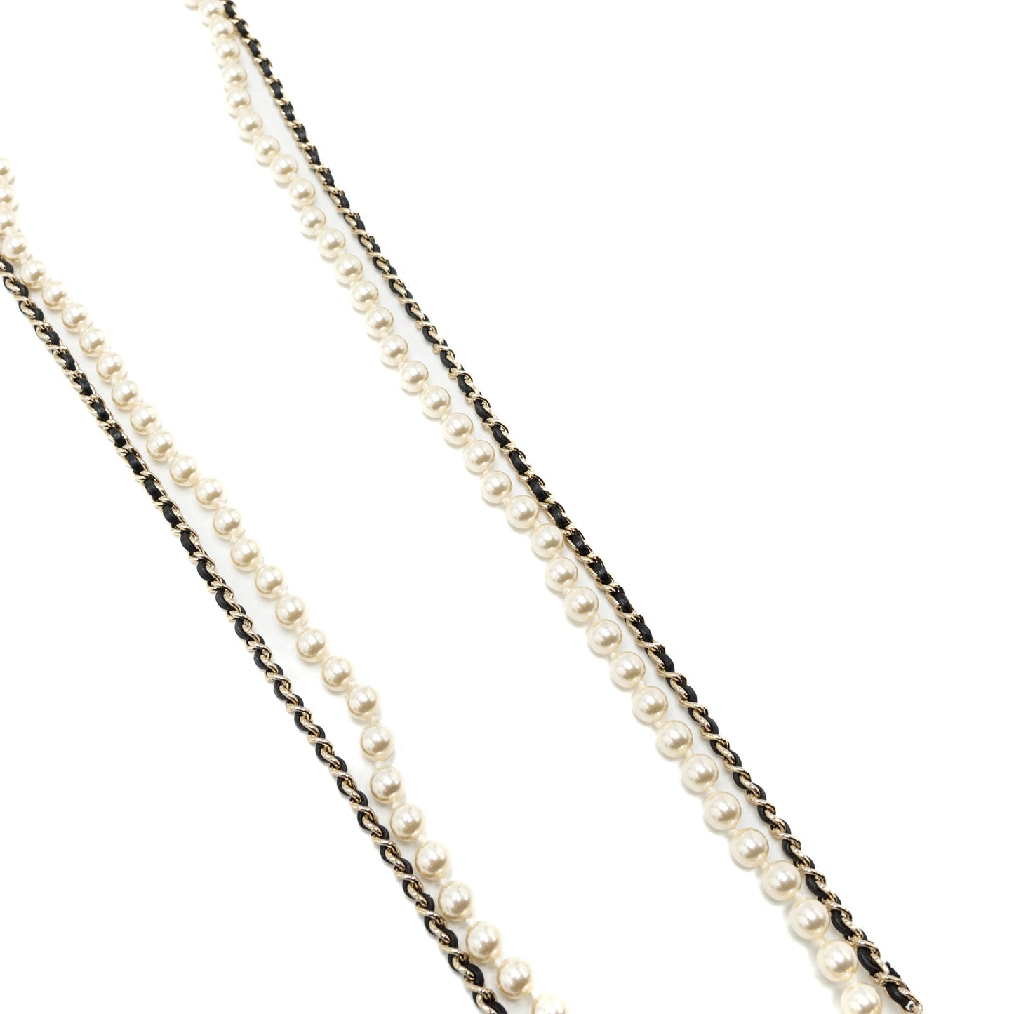 Chanel Micro Bag Necklace Pearl/ Leather Chain L