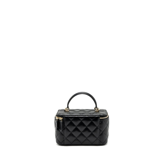 Chanel Top Handle Long Vanity With Chain Lambskin Black L(Microchip)