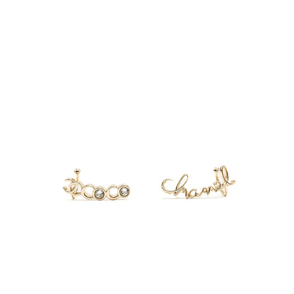Chanel Coco Chanel letter earrings light gold tone