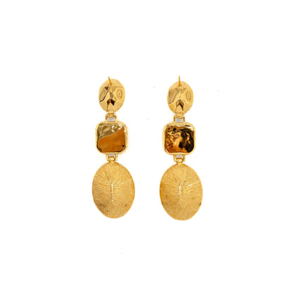 Chanel CC Charm and Crystal Drop Earrings Gold Tone