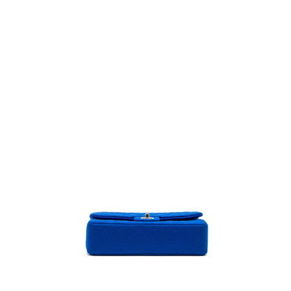 Chanel medium classic double flap bag fabric blue