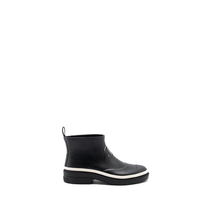 Chanel Size 38 Rubber Ankle Boots Black/ White