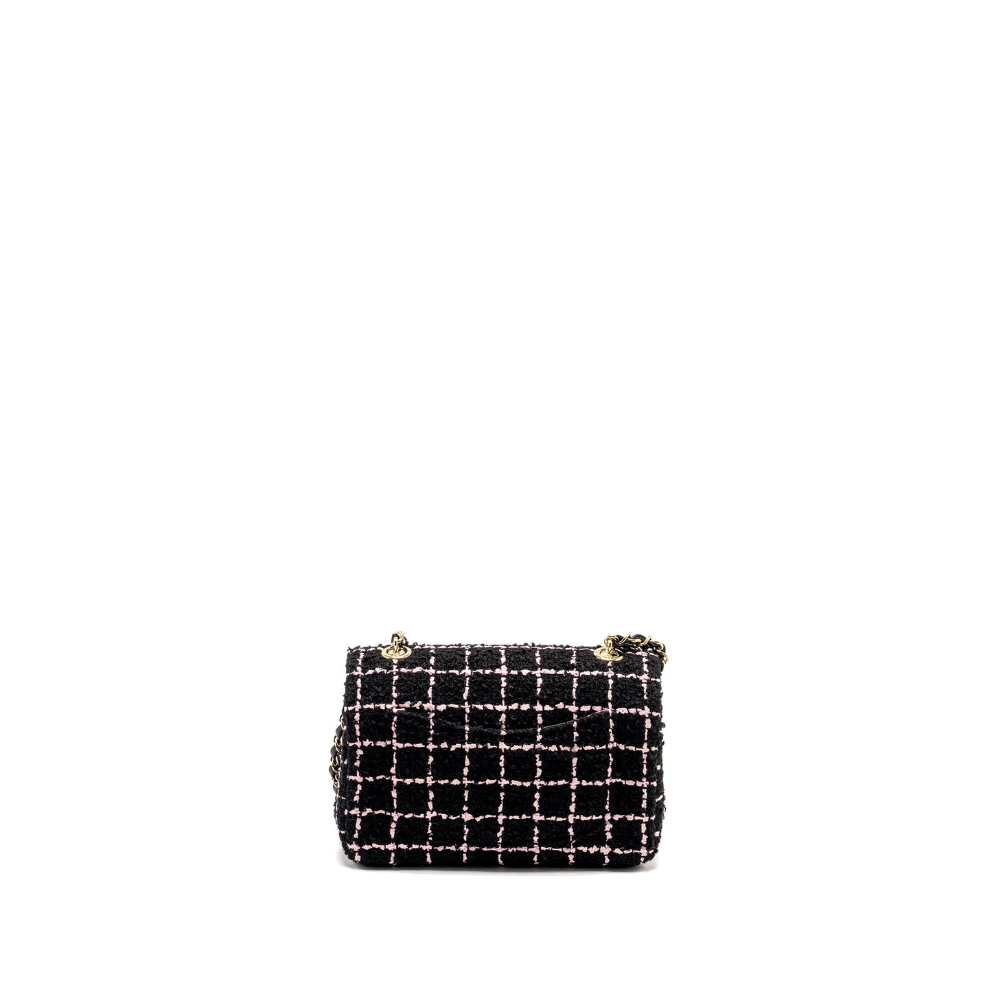 Chanel 23K Flower Bomb Mini Rectangular Flap Bag Tweed Black / Pink L (Microchip)