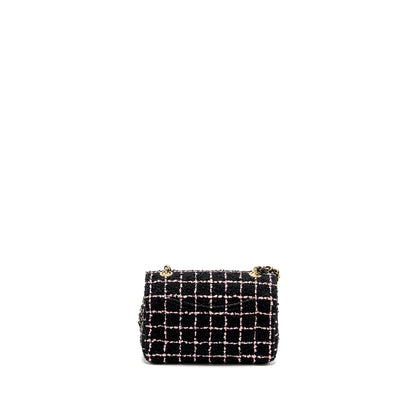 Chanel 23K Flower Bomb Mini Rectangular Flap Bag Tweed Black / Pink L (Microchip)