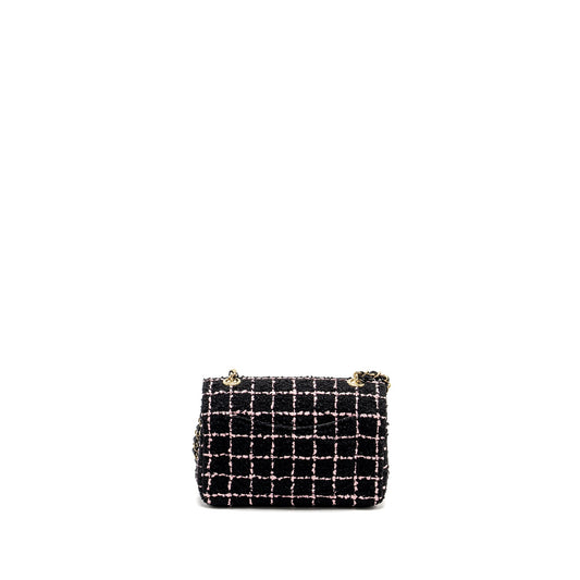 Chanel 23K Flower Bomb Mini Rectangular Flap Bag Tweed Black / Pink L (Microchip)