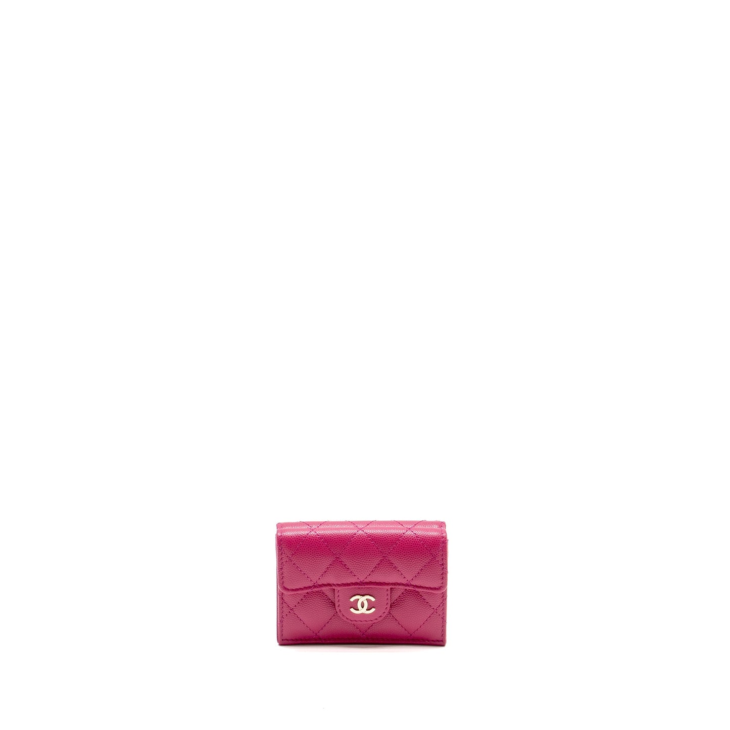 Chanel Matelasse Bi-fold Wallet Caviar Dark Pink L (Microchip)