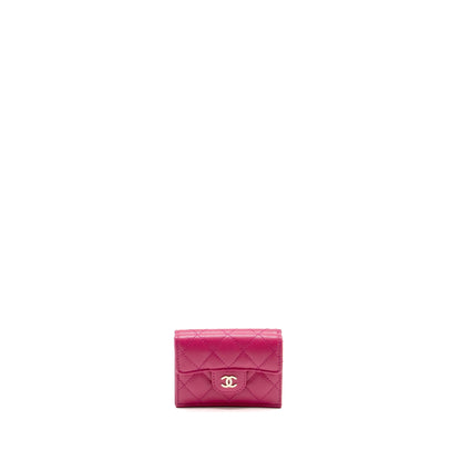 Chanel Matelasse Bi-fold Wallet Caviar Dark Pink L (Microchip)