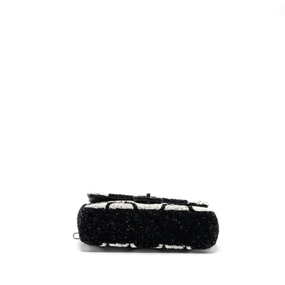 Chanel 21P Limited Edition Flap Bag Sequins/ Satin Black/ White