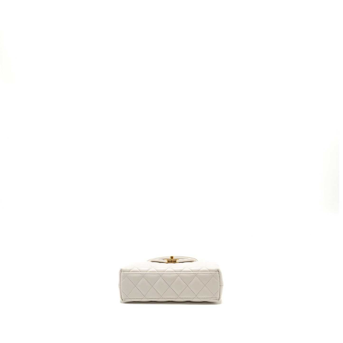Chanel mini kelly shopping tote calfskin white  (microchip)