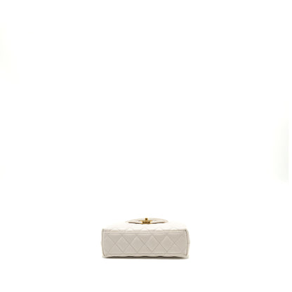 Chanel mini kelly shopping tote calfskin white  (microchip)