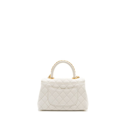 Chanel 23P detailed top handle Small coco handle caviar white  (microchip )