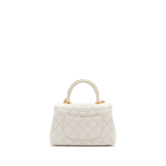 Chanel 23P detailed top handle Small coco handle caviar white  (microchip )