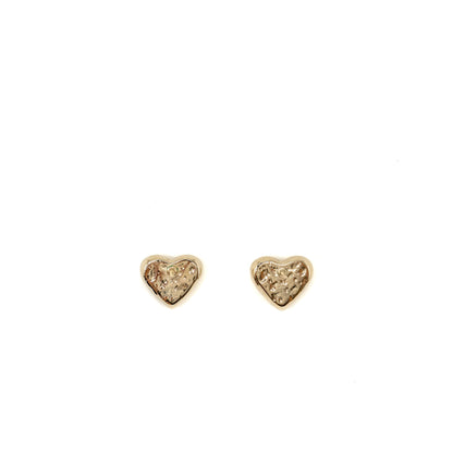 Chanel Mini Heart CC Logo Earrings Light Gold Tone