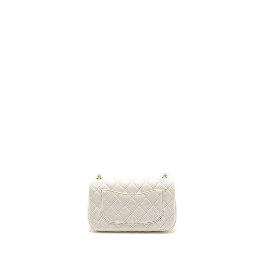 Chanel pearl crush mini rectangular flap bag lambskin White (microchip)