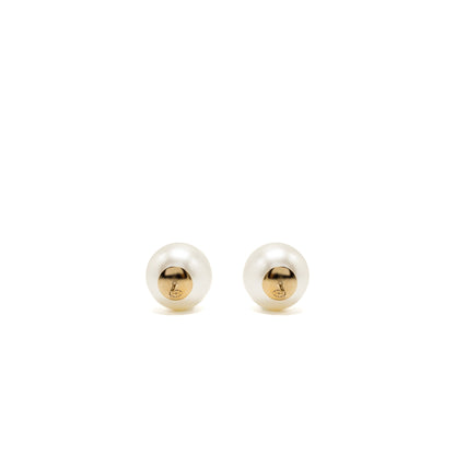 Chanel Giant Pearl Earrings Gold Tone