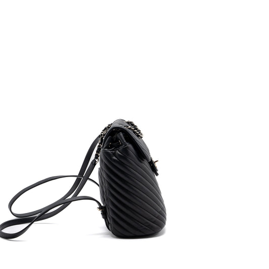 Chanel Small Urban Spirit Backpack Chevron Calfskin Black