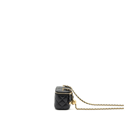 Chanel Pearl Crush Mini Vanity Case Lambskin Black  (microchip)
