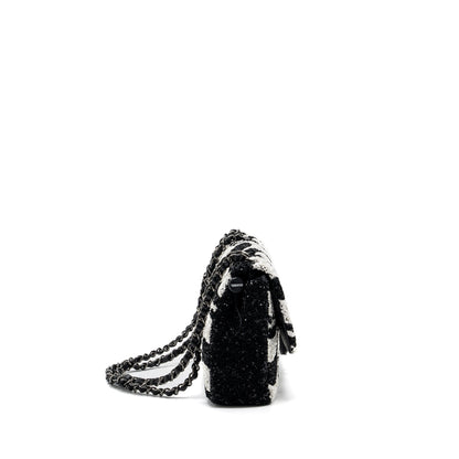 Chanel 21P Limited Edition Flap Bag Sequins/ Satin Black/ White