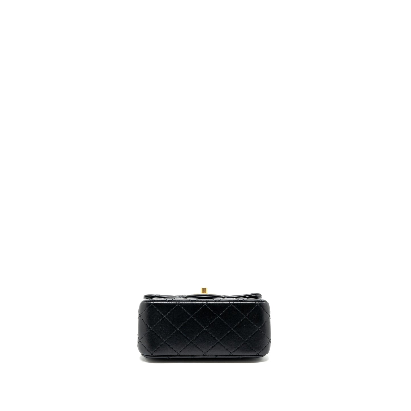 Chanel Camellia adjustable chain mini square flap bag lambskin black  (microchip)