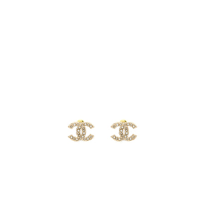 Chanel CC Logo Earrings with Pearl Light Gold Tone