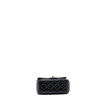 Chanel Pearl Crush Mini Square Flap Bag Lambskin Black (Microchip)