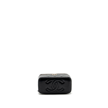 Chanel long vanity case with charms chain Calfskin Black L (microchip)