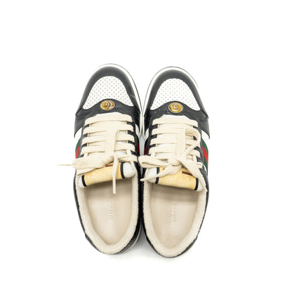 Gucci size 37.5 screener trainer sneaker black/white multicolour