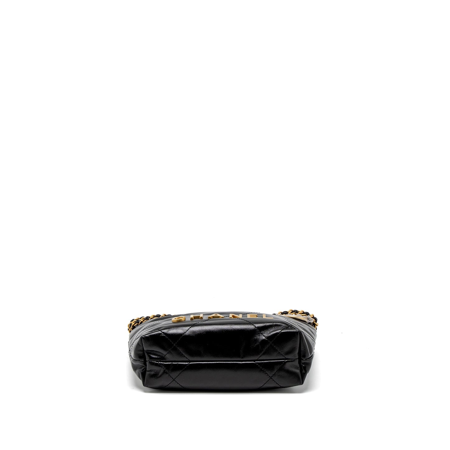 Chanel 23S Mini 22 Bag Shiny Calfskin Black Brushed  (Microchip)