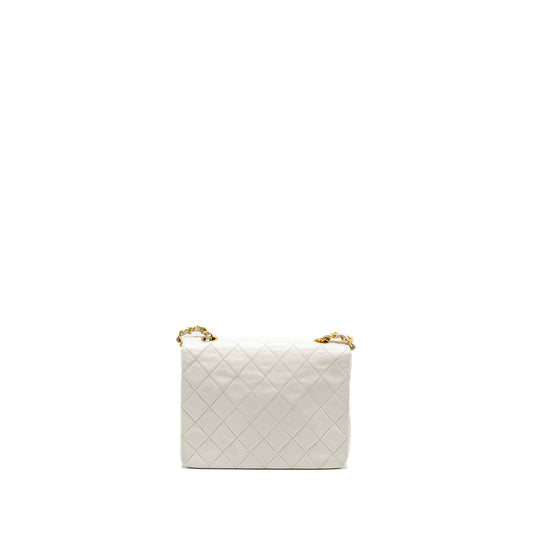 Chanel Vintage quilted square flap bag lambskin white