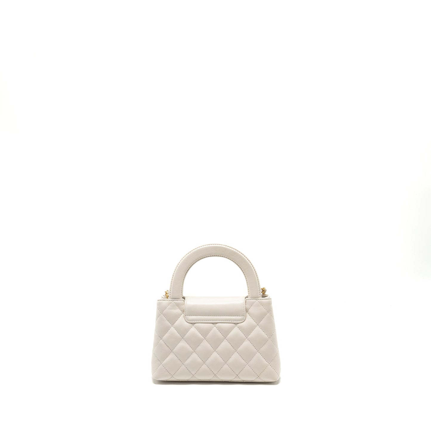 Chanel mini kelly shopping tote calfskin white  (microchip)