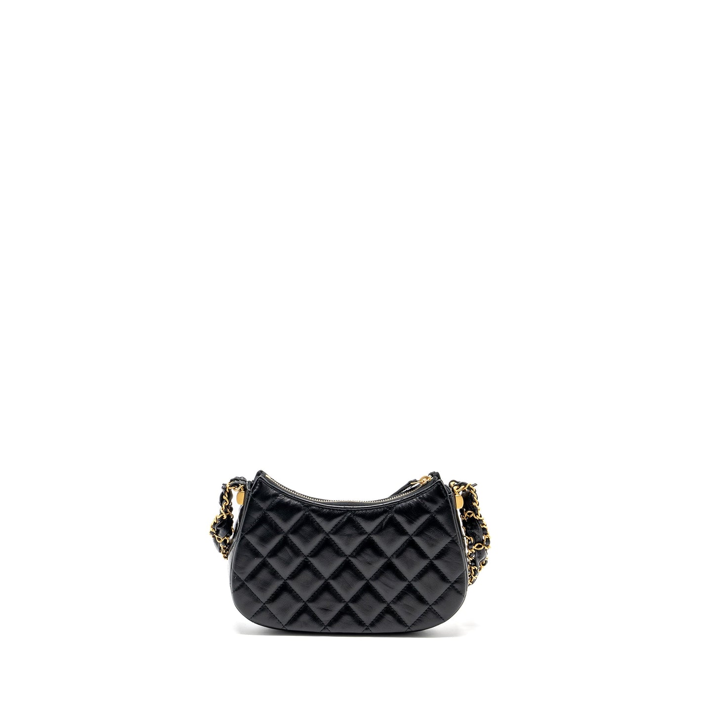 Chanel 23k Small Hobo Shoulder Bag Calfskin Black  (microchip)