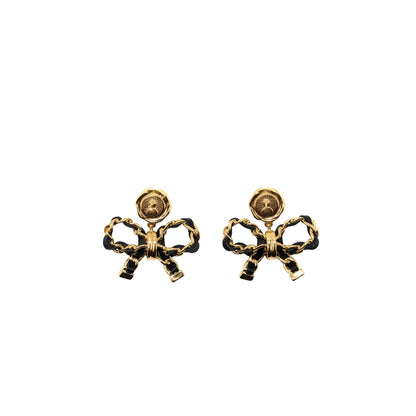 Chanel CC Logo Bow Drop Earrings Big Model L