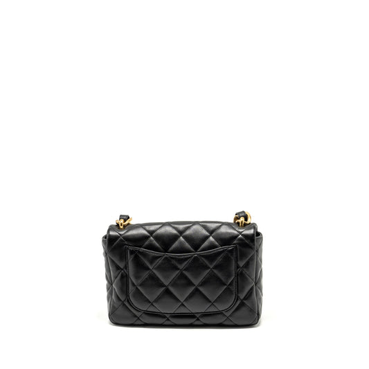Chanel Giant Chain Quilted large flap bag lambskin black  (microchip)