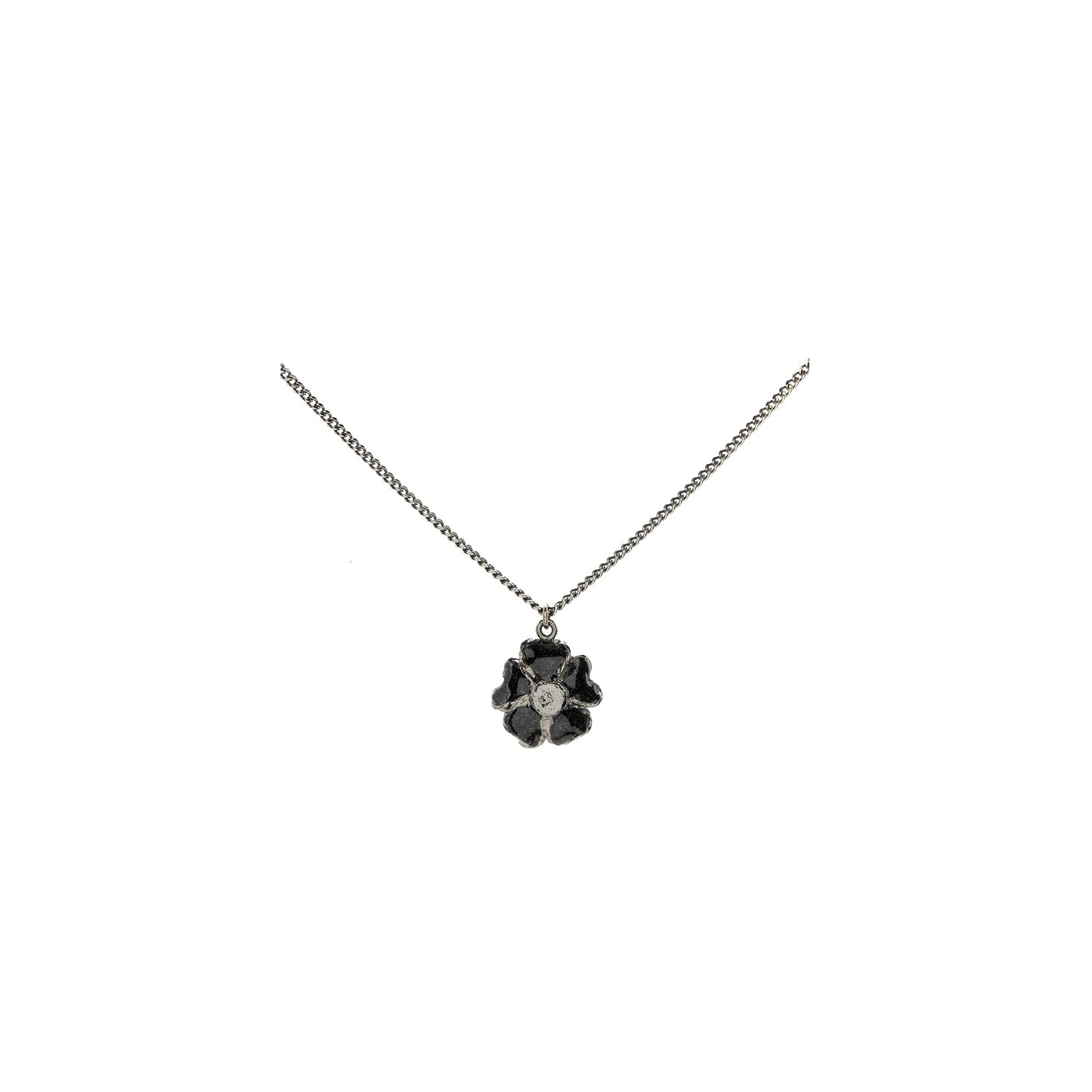 Chanel Flower Necklace with CC Logo Black Ruthenium Hardware